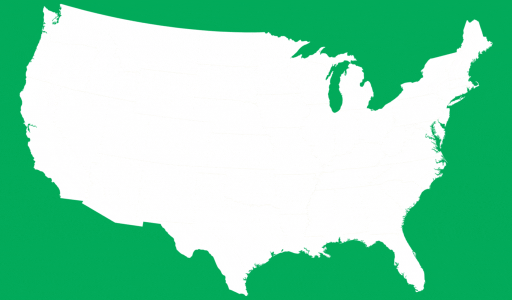 Map of the United States showing all the locations that CourseKey serves.